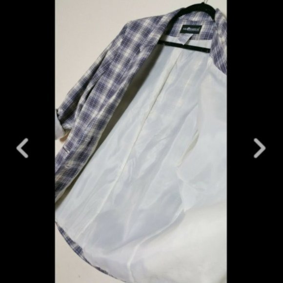 SAG HARBOR Petite Boxy Blazer Size 14 Plaid Blue - Picture 6 of 7